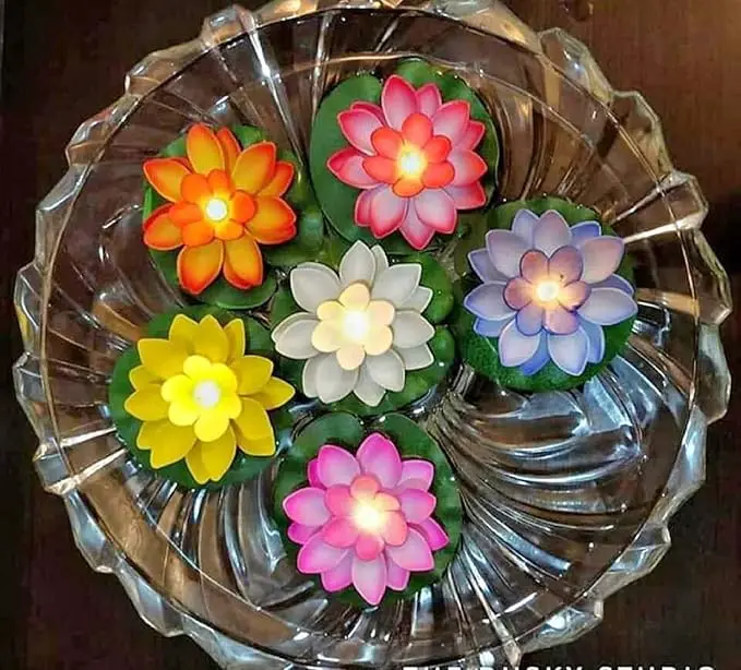 [LLD-FLT-P6-01] Floating Lotus LED Diya - Pack of 6 Diya